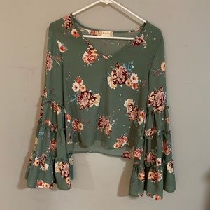 Floral print top with bell sleeves